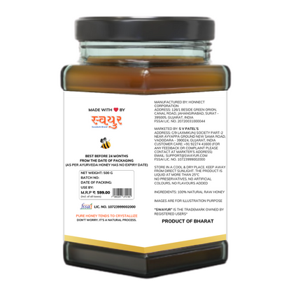Swayur Nilgiri Raw Honey 500 g | Original & Natural