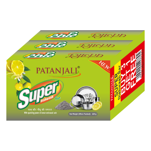 Patanjali Super Dishwash Bar 225 g (Buy 3 Get 1 Free)