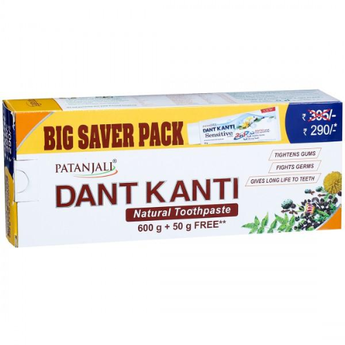 Patanjali Dant Kanti Natural Toothpaste 200 g + 200 g + 200 g + 50 g Sensitive Toothpaste Free